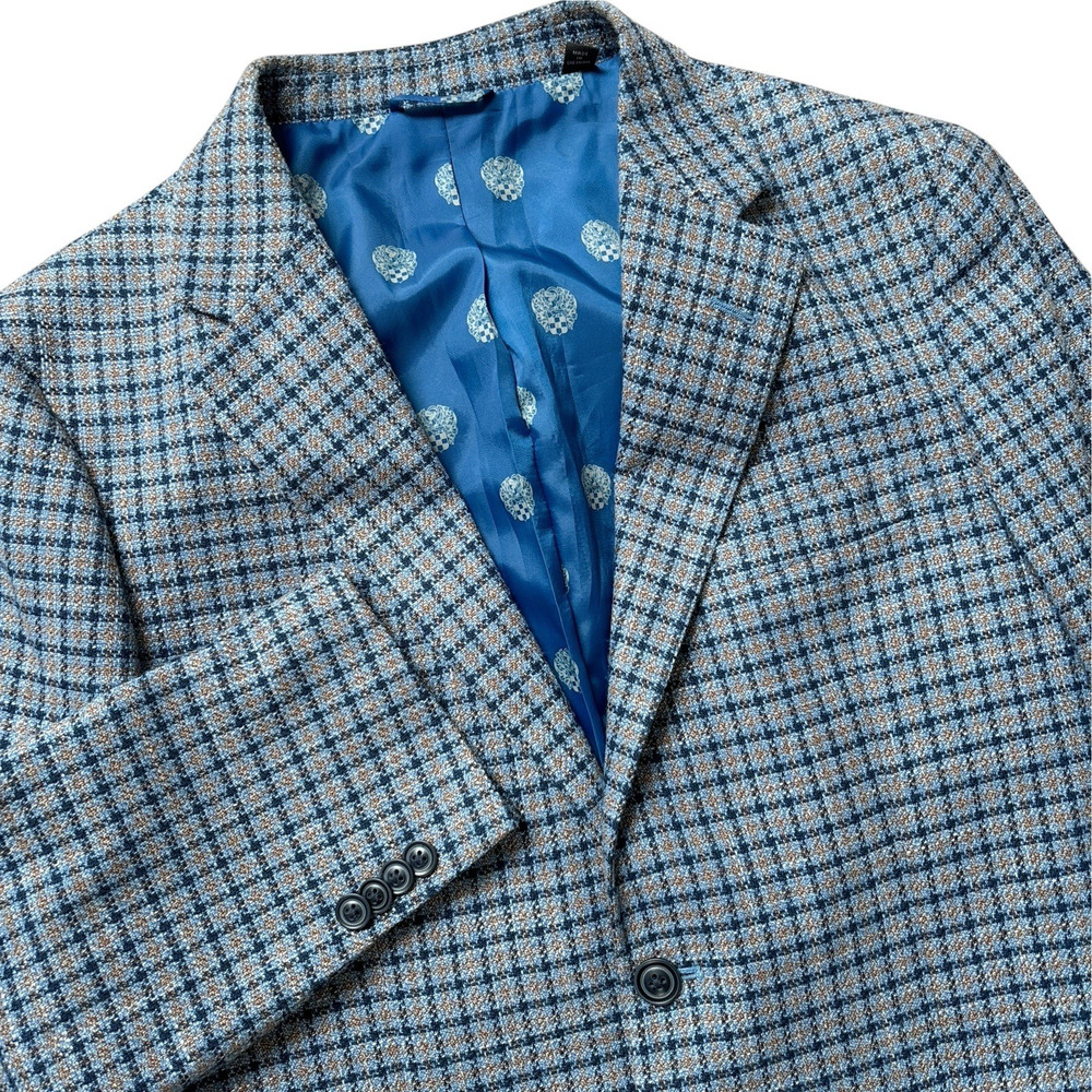 Vince Camuto Blazer Mens 40R Blue Plaid Slim Fit Sport Jacket Coat Worn Once
